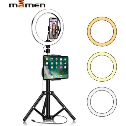MAMNE 10 inch Ring Light LED Dimmable Video studio Selfie Photography Lighting On Youtube Live Streaming For iPad With Tripod
