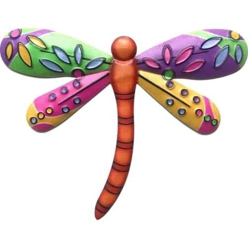 Metal Dragonfly Decor Wall Sculptures Ornaments Garden Art for Patio Porch Fence Backyard Outdoor Hanging Decoration