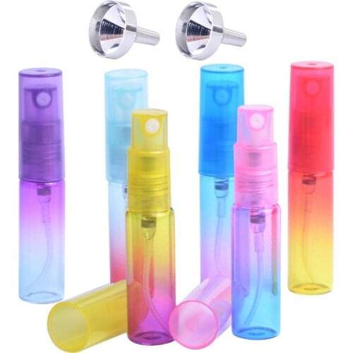 MUB - 6pcs/Lot 5ml/8ml Gradient Color Mini Glass Perfume Bottle Atomizer Empty Cosmetic Containers For Travel Portable Sprayer