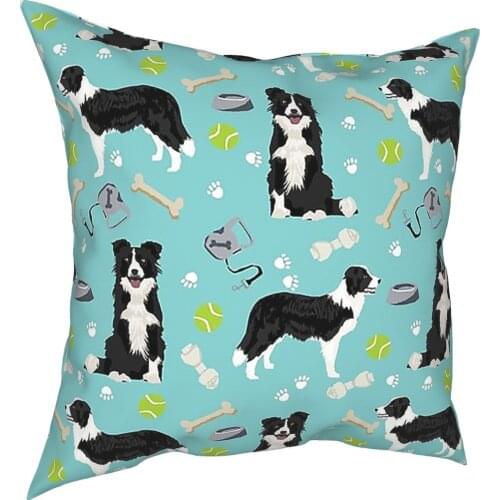 Border Collie Tennis Pillowcase Home Decor Dog Cushion Cover Throw Pillow for Car Polyester Double-sided Printing Unique