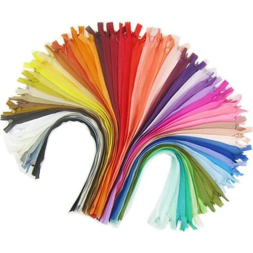 18Pcs 16 inch Nylon Zips Zippers Closed End Zippers for Sewing Clothes Bags Tailor Accessories, Random Color