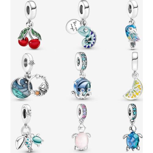 2020 NEW Real 925 Sterling Silver Sparkling Dragonfly Pendant Fit pandora bracelet Sparkling Queen Bee Pendant Charm DIY jewelry