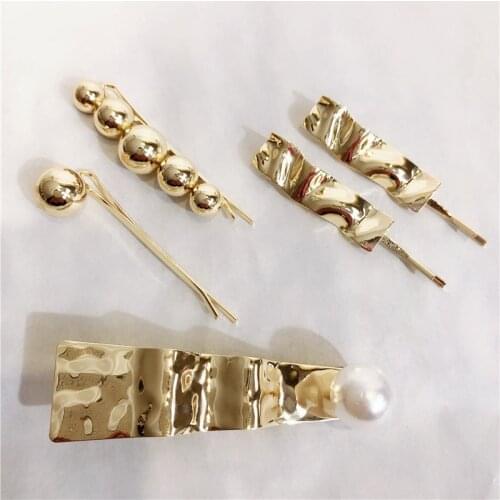 European and American style personality design matte metal pearl pillow hairpin edge with girl headdress top clip hair trim