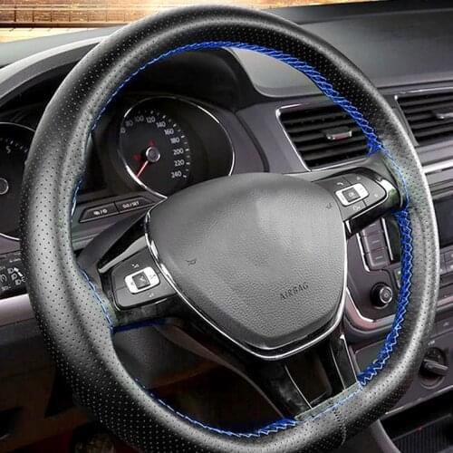 Braid On Steering Wheel Car Steering Wheel Cover for Ford Mondeo Fusion Focus Taurus Fiesta Focus Kuga 38cm Auto Car Accessories