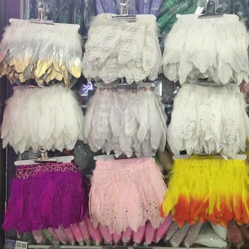 Wholesale 50Yards 9 Color Natural Goose Feathers 15-20cm/6-8 inches Cloth Belt DIY Clothing Stage Performances Decoration