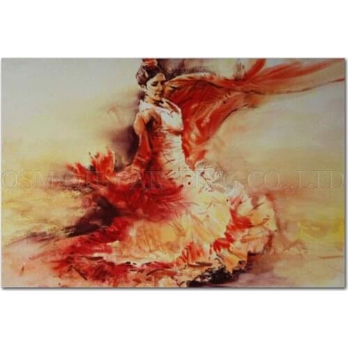 Excellent Artist Handmade High Quality Impression Spanish Dancer Dancing Oil Painting on Canvas Beautiful Dancer Canvas Painting