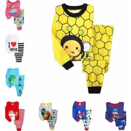 Boys Girls Dinosaur Pajamas Sets Kids Printing Sleepwear Children Truck Motorcycle Nightwear Baby Pijamas Cartoon Pyjamas H116