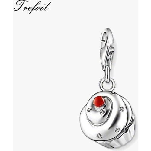 Cake Charms Pendant,2019 Summer Fashion Jewelry 925 Sterling Silver Trendy Food Gift For Women Girl Fit Bracelet Necklace 2019