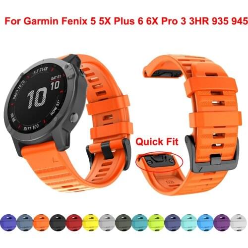 Hot 26 22mm Sport Silicone Watchband Wriststrap for Garmin Fenix 6X 6 Pro 5X 5 Plus 3HR 935 945 Easy Fit Quick Release wirstband