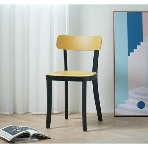 Modern Classic Fashion Popular Design Loft Solid Beech Wooden Colorful PP seat Dining Room Nordic style nice Side Wood Chair 1PC