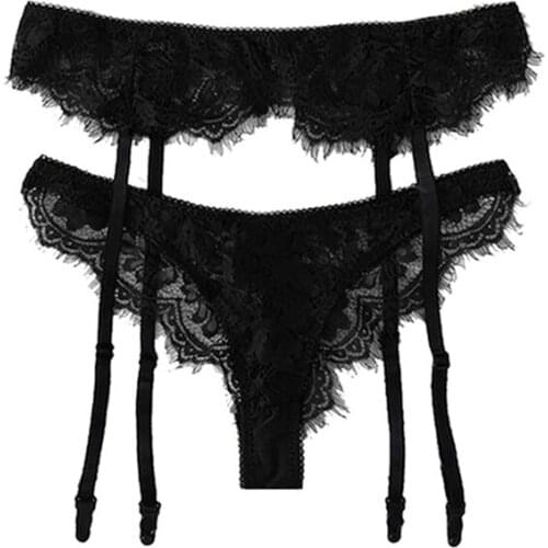 Stylish Bar Sissy Girl Garter Sexy Lingerie set Underpants Womens Sexy Sleepwear Bodysuit Lace Belt Garter & Panties For Women