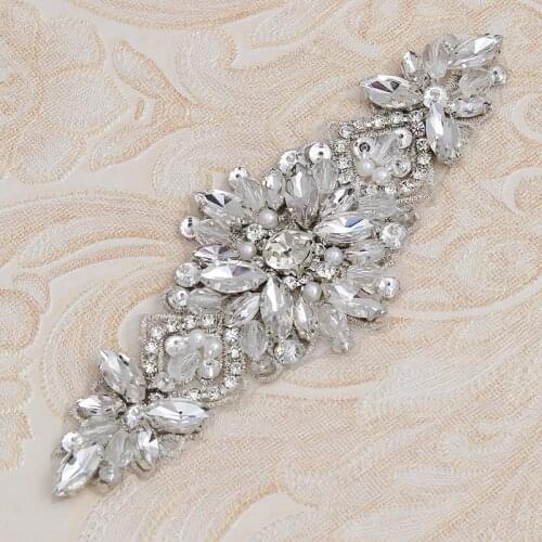 Bridal Rhinestones Magnifcent Appliques Accessories For Wedding Belt Crystal Sew On For Wedding decoration YS994
