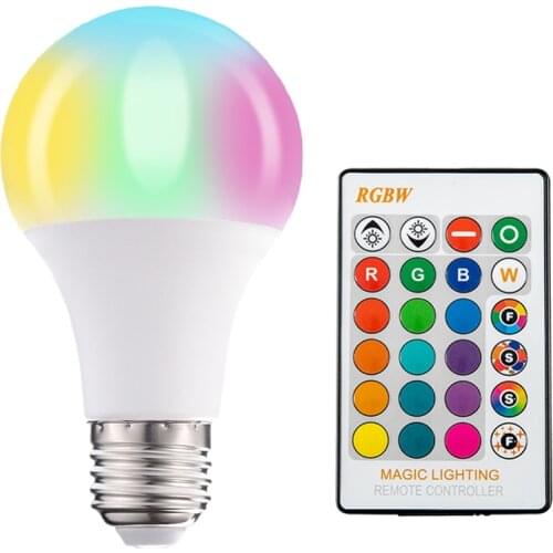 RGB LED Bulbs with Light Switch 220V RGBW E27 7W/15W/20W Remote Control Colorful Spotlights for Home Living Room Decorative Lamp