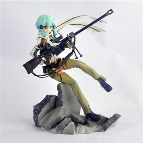 Sword Art Online II Anime SAO Figure Asada shino Sinon 20CM Action PVC Figurine Game Gun Gale Online GGO Model Toys Collectible