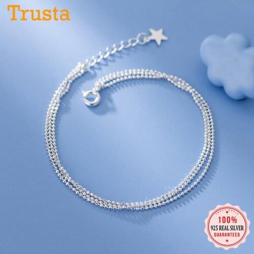 Trustdavis Genuine 925 Sterling Silver Sweet Minimalist Star 3 Layer Beads Chain Bracelet For Women Wedding Fine Jewelry DB394