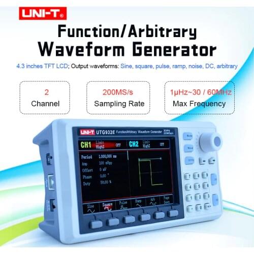 UNI-T UTG932E UTG962E Function Signal Generator Arbitrary Waveform Dual Channel Source 30/60MHz 200MS/s Frequency Meter