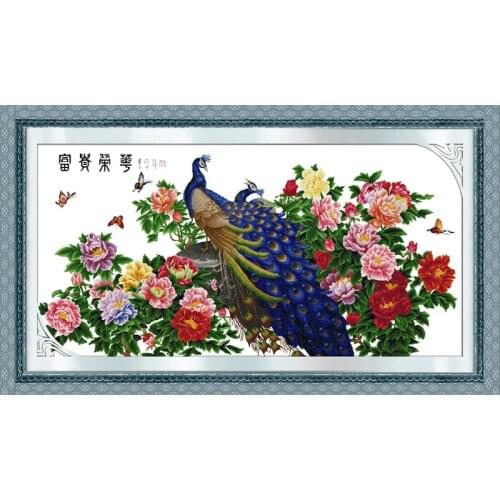 Everlasting Love Wealth & honour(peacock edition) Chinese Cross Stitch Kits Ecological Cotton Stamped DIY Decorations For Home