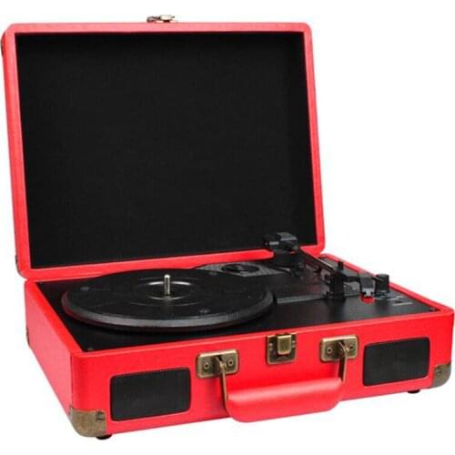 Vintage Phonograph Portable Suitcase Record Player Belt Drive Turntable with 3 Speeds Aux Input RCA Output Headphone Jack