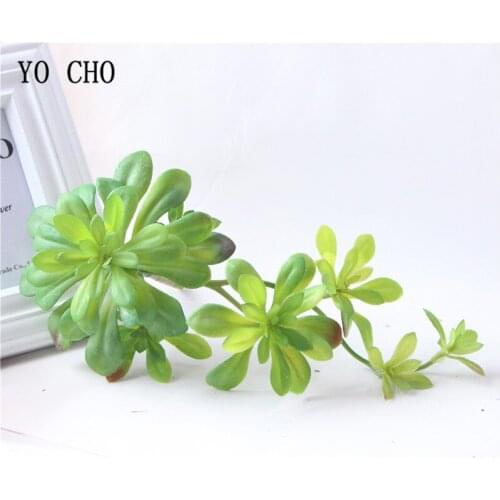 YO CHO 1PC 2 Head Artificial Succulents Micro Landscape For Wedding Home Tropical Decor DIY Fake Hang Grass Artificial Flower