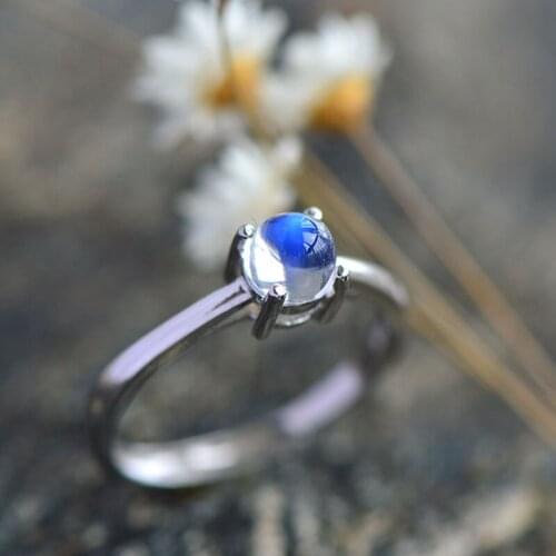 Nepal Bali India Natural Moon Stone Inlay Pure 925 Sterling Silver Ring For Women,Fine Jewelry For Wholesale