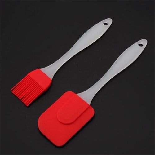 1PC Silica Gel Pastry Brush Baking Barbecue Brushes Oil Brush+ 1PC Cake Cream Scraper Butter Spatula Smoother Fondant Tools