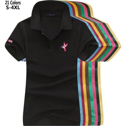100% Cotton High Quality Summer Fashion Womens Polos Shirts Casual Brand Ladies Short Sleeve Lapel Tees Slim Female Tops S-4XL