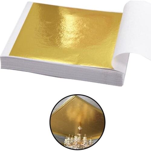 100 Sheets Practical K Pure Shiny Gold Leaf for Gilding Funiture Lines Wall Crafts Handicrafts Gilding Decoration