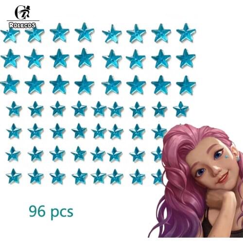 ROLECOS Game LOL Seraphine 96pcs Blue Stars Stickers 3D Plastics Sticker Halloween Party Carnival Role Play Cosplay Accessory