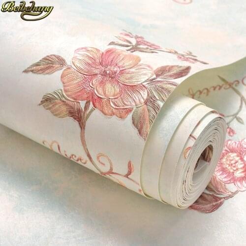 Beibehang European Modern Floral Embossed Wallpaper for TV Background papel de parede 3D Wall Paper For Living Room Desktop roll