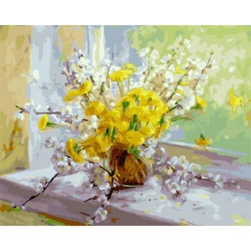 Frameless picture oil painting by numbers wall decor diy painting on canvas for home decor 4050 purple and white