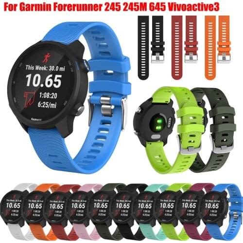Wristband For Garmin Forerunner 245 245M 645 645M Smart Watch Soft Silicone Strap Replacement Band For Garmin vivoactive 3 3M