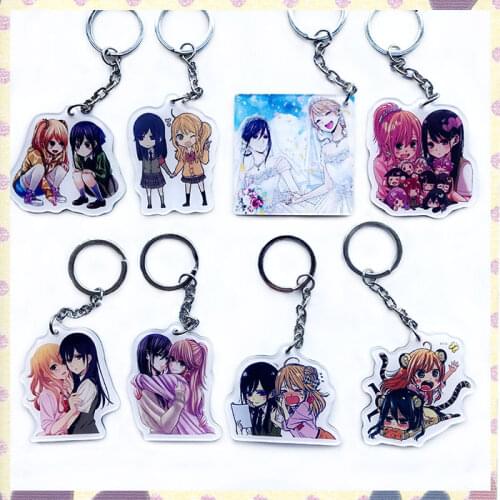 Anime Citrus Aihara Yuzu Aihara Mei Cute Keychain Cosplay Acrylic Figure Keyring Pendant Charms Hanging Ornament