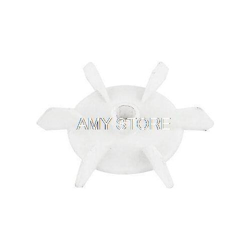 Machine Part White Plastic 12mm Inner Dia. 6 Blades Impeller Motor Fan