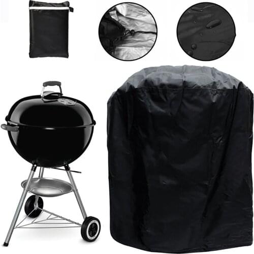 BBQ Grill Cover Outdoor Dust Waterproof Weber Heavy Duty Grill Cover Rain Protective Barbecue Cover Round Bbq Camping Accessorie