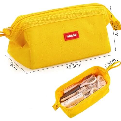 NEW 2020 Solid Pencil Case School Supplies Student Korea Stationery Storage Bag Retro Style Kawaii Large Capacity Pen Box Pouch