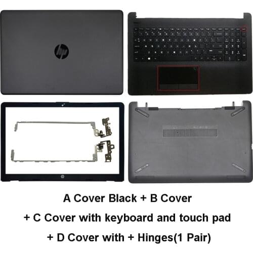 For HP 15-BS 15T-BS 15-BW 15Z-BW 250 G6 255 G6 Laptop Top Case LCD Back Cover/Front bezel/Hinges/Palmrest keyboard/Bottom Black
