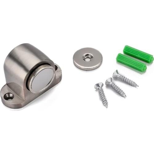 Zinc Alloy Door Stop Casting Powerful Floor-mounted Magnetic Nickel For Room Brushed Satin Door Holder Stopper P2Q2