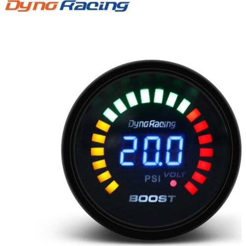 Dynoracing 2" 52mm 20 LED Blue Digital -15-45psi Turbo Boost Gauge Car Meter With Sensor BX101451