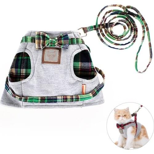 Pet Cat Adjustable Cotton Harness Safety Walking Cat Collar Leash Pet Traction Cute Pet Leash Harness Set for Cats