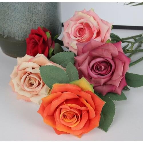Artificial Roses Silk Wedding Flowers Red White Roses for Home Decoration Valentines Day Gift New Years Home Decor Diy