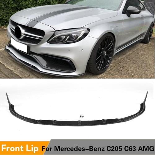 Carbon Fiber Front Bumper Lip Spoiler Splitters for Mercedes-Benz C Class C205 C63 AMG S Coupe 2 Door 2015 - 2018