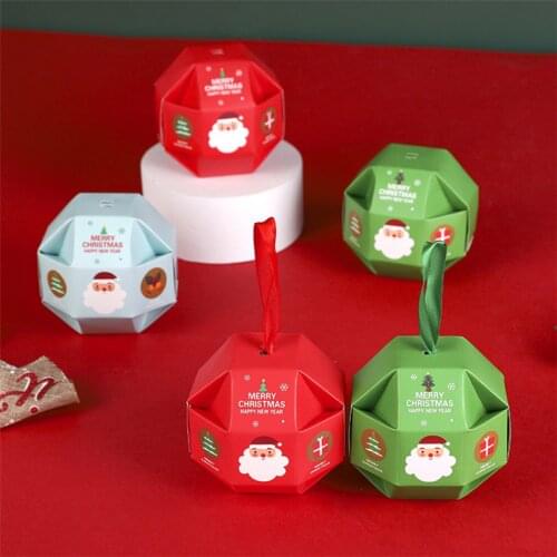 Creative Spherical Christmas Candy Packaging Boxes Xmas Eve Party Gift Color Boxes DIY Baking Biscuit Snacks Round Paper Case