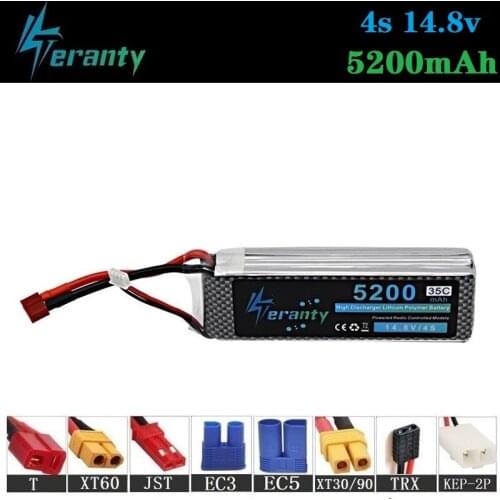 100% Capacity 4S 14.8v 5200mAh 35C LiPo Battery For RC Drone RC Cars RC Robots RC Boats toy 14.8v Rechargeable Lipo Battery 1pcs