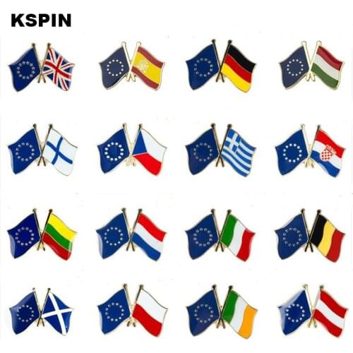 European Friendship Flag Metal Badges for Backpacks Badges Military Icon Cap/Hat Brooch Jewelry