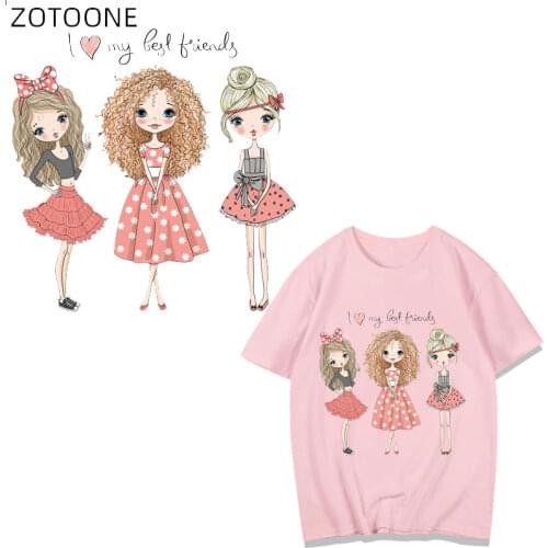 ZOTOONE Cartoon Lovely Girls Patches for Clothing Big Size Iron on Letter Patch Stickers DIY Heat Transfers Appliques for Kids H