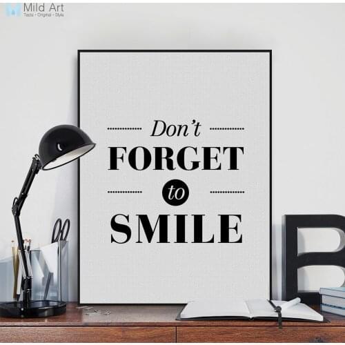 Minimalist Black White Motivation Smile Quotes Large Canvas Poster Print Wall Art Modern Living Room Home Deco Painting No Frame