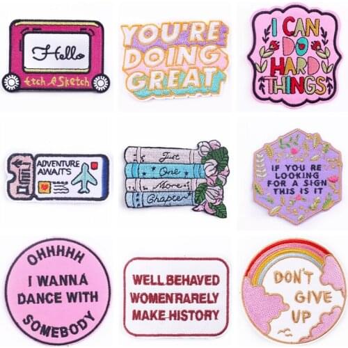 Patches Patch Text File Badge Stickers Word Embroidered On Clothes Letter Stripe Applique Patch Iron On Patches For Clothes DIY