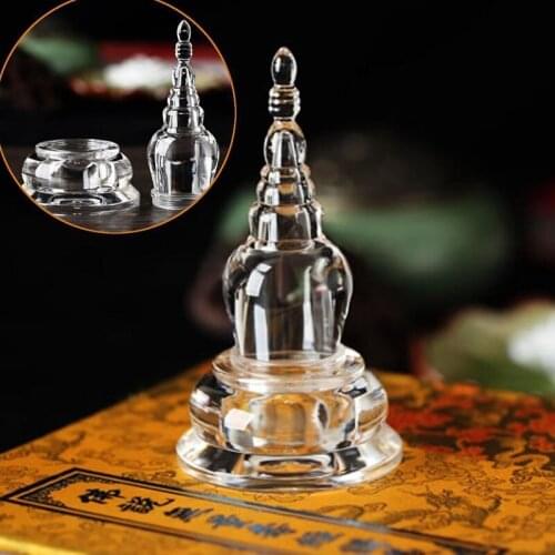 New Transparent Clear Acrylic Crystal Buddha Stupa Tower Tibet Buddhist Decoration