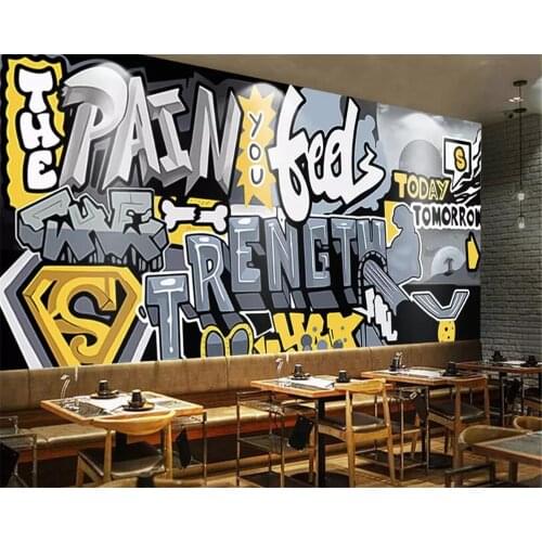 Beibehang Large custom any size wallpaper retro hand drawn graffiti gym club Bar restaurant background wallpaper for walls 3 d