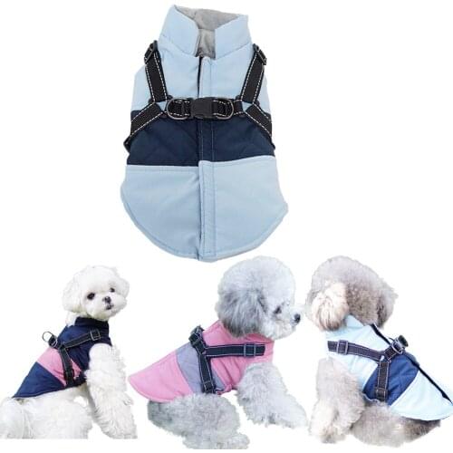 Dog Clothes Reflective Winter Warm Pet Clothes Puppy Outfit Vest Warm Harness Windproof Pets Dog Jacket Coat For Pet Clothing
